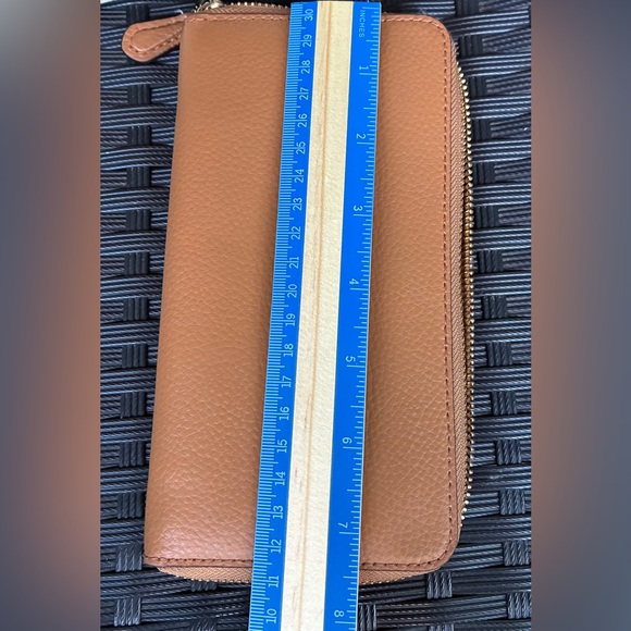 Coach Zip-Around Pebbled Leather Wallet in Tan - Picture 7 of 11